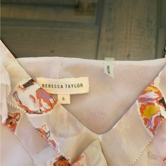 Rebecca Taylor Silk Tiger Cubs Pastel Colors Silk Top size 6 - Picture 10 of 14